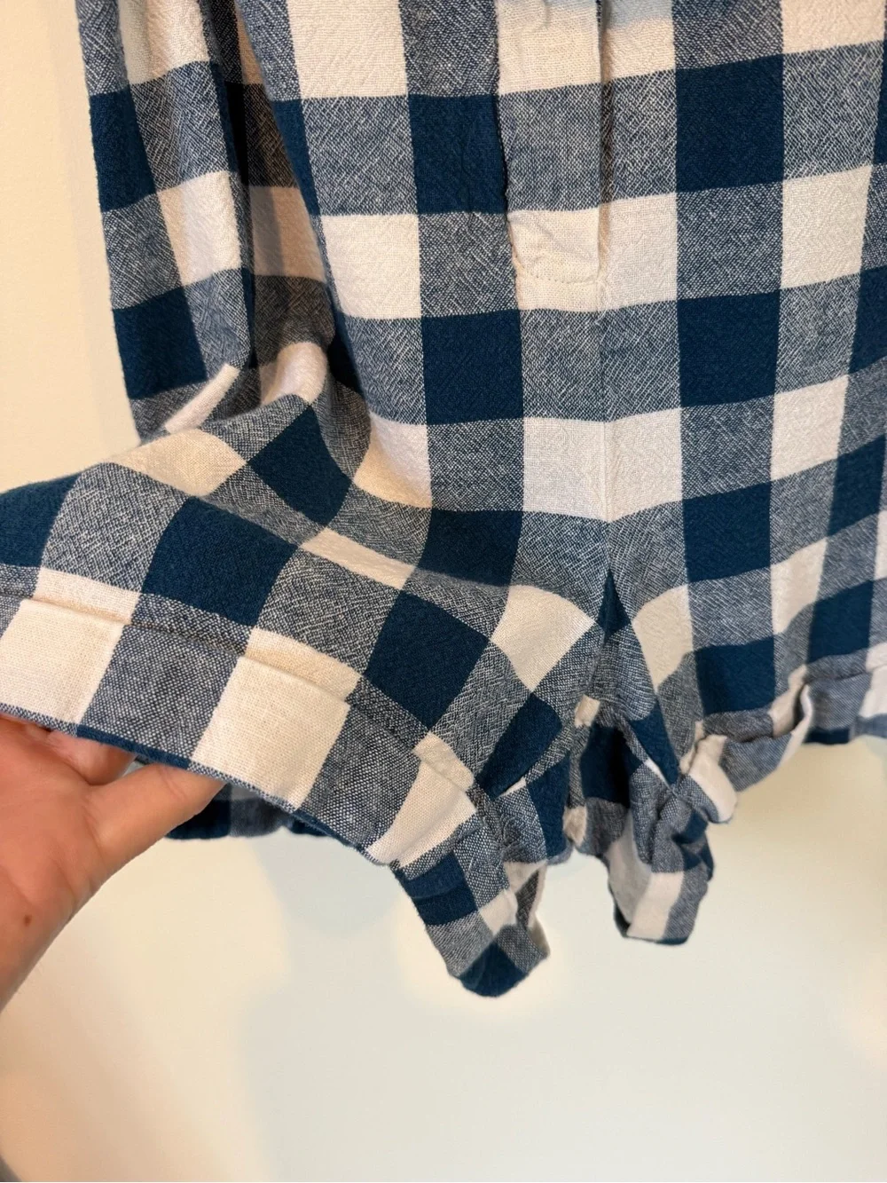 J. Crew Blue and White Gingham Romper